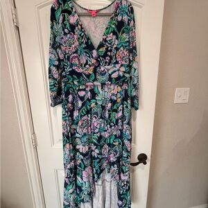 Lilly Pulitzer Montague Maxi Dress – High Tide Navy “She’s Got Sol” | Size XL